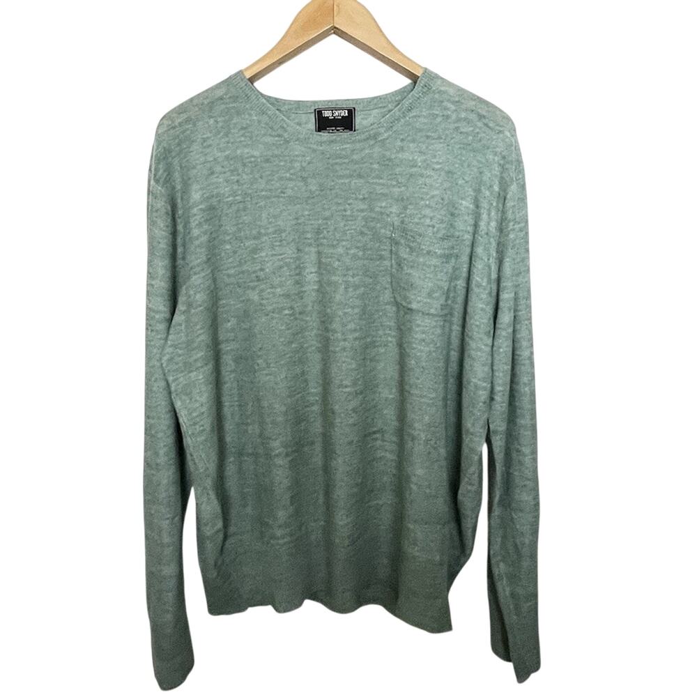 TODD SNYDER 100% Linen Knit Sweater Men’s XL Heathered Green Lightweight